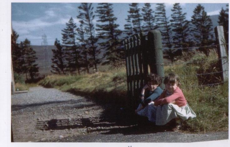 Two girls near the church
