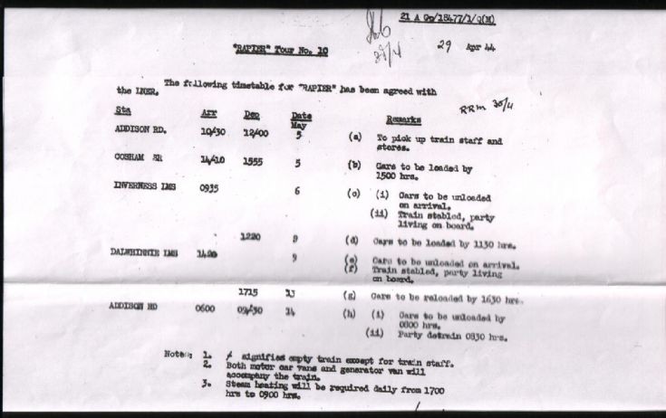 Movements of Rapier - General Montgomery's train